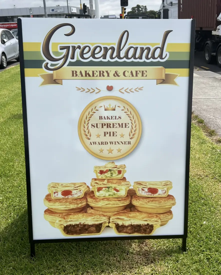 The Greenland Bakery & Cafe sign on Lady Ruby Drive